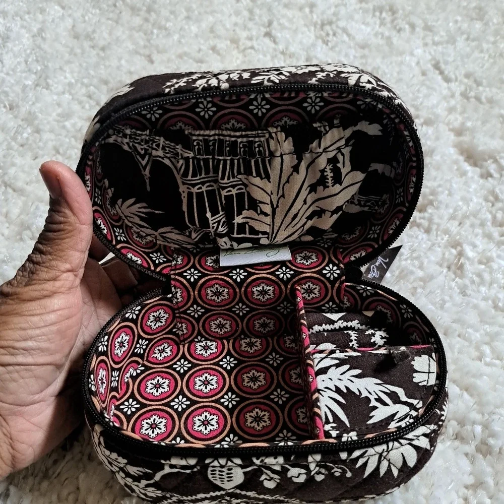 Vera Bradley Night and Day Quilted Cotton Jewelry Organizer‎ Travel Case Brown